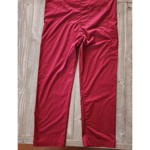 Wonder Work Mens Red Scrub Pants Drawstring Waist FSU Embroidery Large - Picture 10 of 12